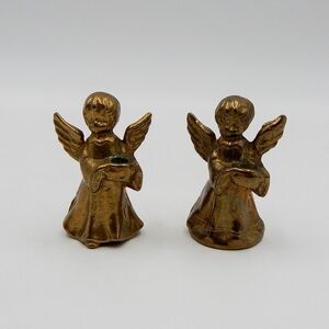 Brass Bronze Angel Cherub Mini Candle Holders 2.25 Inch Miniature Figurine